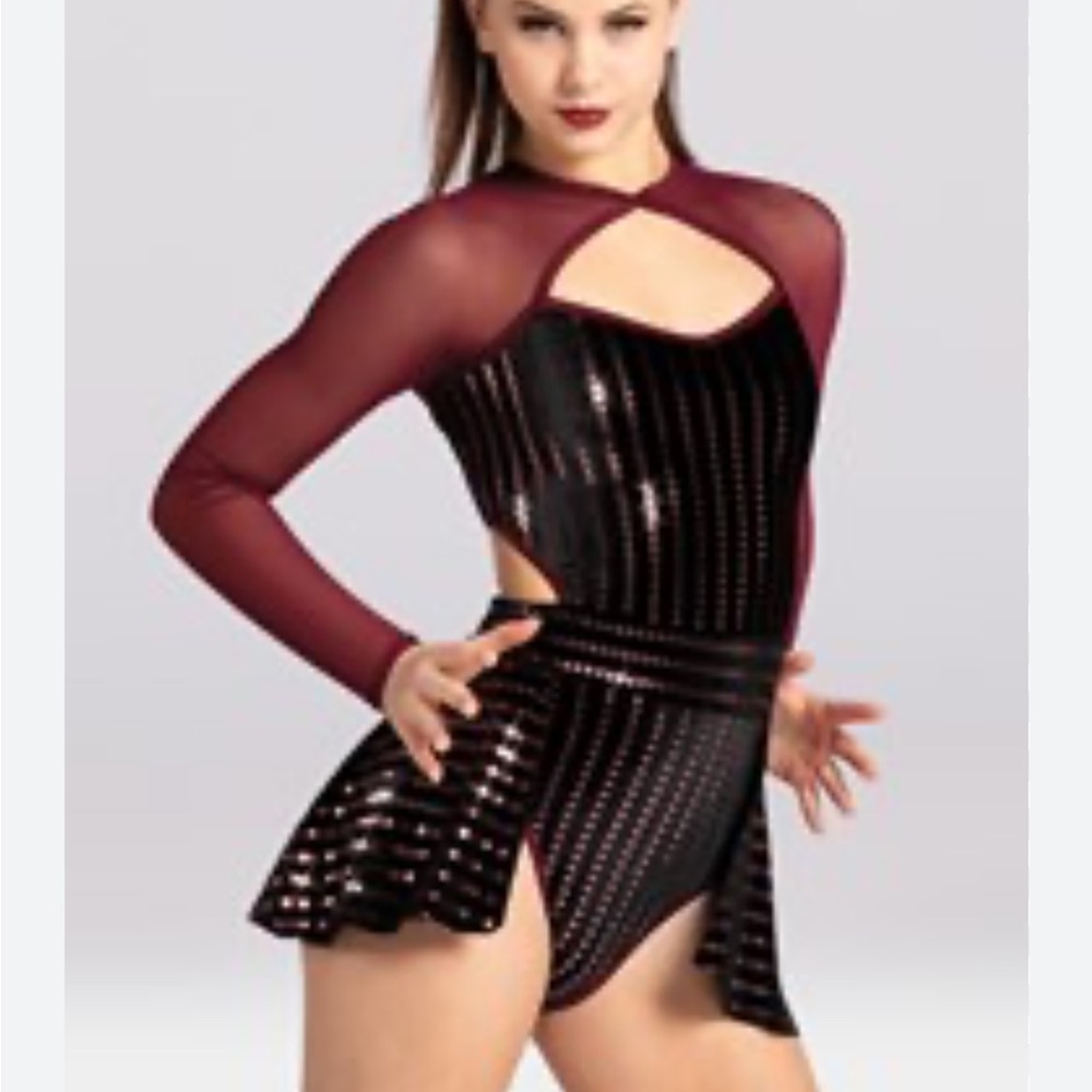 Weissman Burgundy and Black Dance Costume